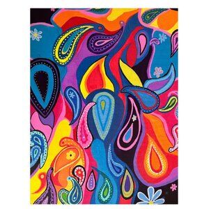 Original Contemporary Abstract with Bold Colors and Paisleys (Art by Frankie)
